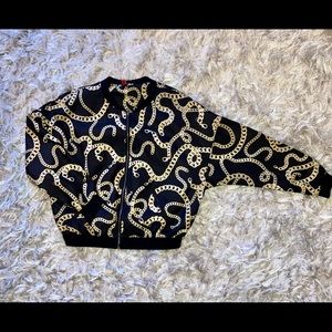 H&M gold chain bomber jacket, size 6